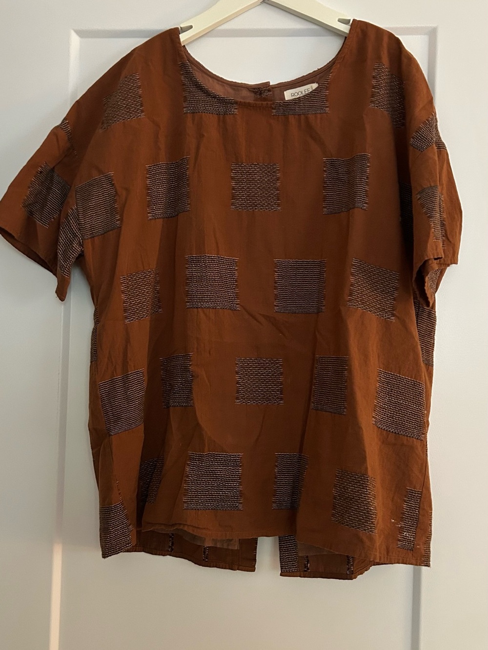 Roolee Women’s Short-Sleeve Rust Brown Patterned Shirt